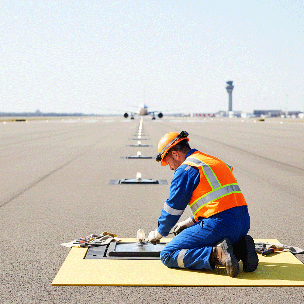 Commercial electrician working in office