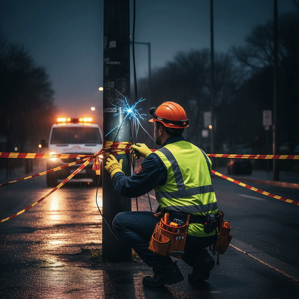 Electrician working on switchboard